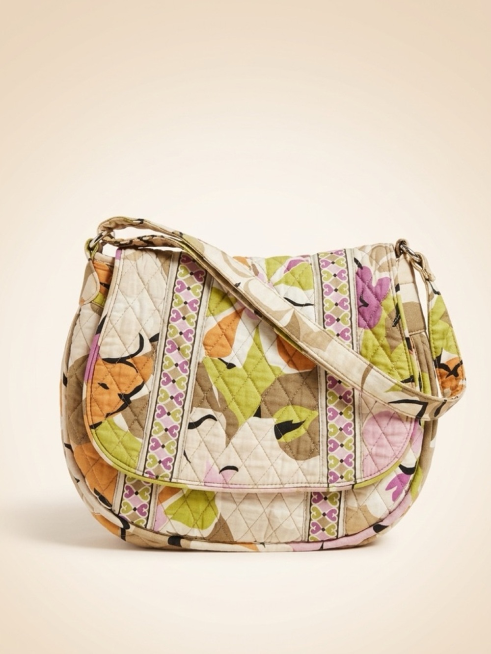 Vera Bradley portobello Quilted Floral Crossbody Bag in Beige, Pink & Green